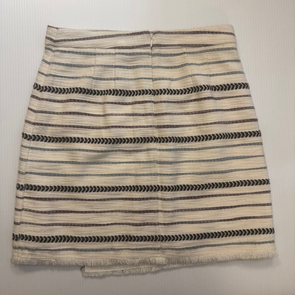 Ann Taylor LOFT Faux Wrap Mini Skirt 0 Cream Striped Euro Summer Vacation Resort - Picture 15 of 16